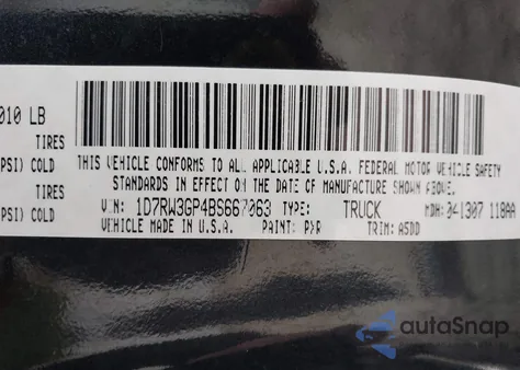 2011 Ram Dakota Bighorn/Lonestar z USA, uszkodzony, nr VIN 1D7RW3GP4BS667063